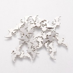 DICOSMETIC 20Pcs 201 Stainless Steel Charms, Halloween, Bat, Stainless Steel Color, 7.9x17.8x1mm, Hole: 1mm