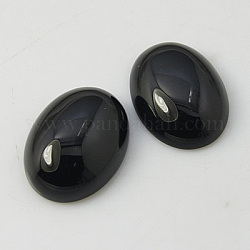 Cabochons en pierre gemme naturelle, agate noire, ovale, noir, 25x18x7mm
