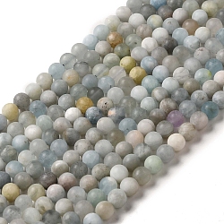 Chapelets de perles en aigue-marine naturelle, mat, ronde, 6~6.5mm, Trou: 0.8mm, Environ 64 pcs/chapelet, 15.75'' (40 cm)