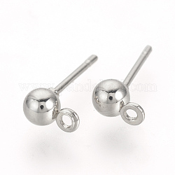 Accessoires de puces d'oreilles en fer de boule, avec boucle, platine, 6.5x4mm, Trou: 1mm, pin: 0.8 mm