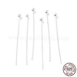 925 Sterling Silver Ball Head Pins, Silver, 24 Gauge, 20x0.5mm, Head: 1.5mm