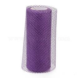 Glitter Deco Mesh Ribbons, Tulle Fabric, Rhombus Mesh Tulle Fabric, for Wedding Party Decoration, Skirts Decoration Making, Mauve, 5.86~5.94 inch(14.9~15.1cm),  10yards/roll