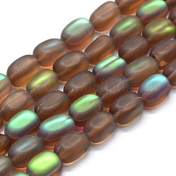 Chapelets de perles en pierre de lune synthétique, perles holographiques, cuboïde, mat, selle marron, 13x8x8mm, Trou: 1mm, Environ 28 pcs/chapelet, 15.15 pouce (38.5 cm)