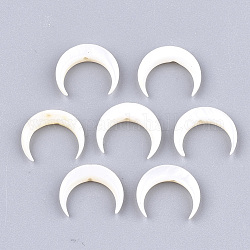 Freshwater Shell Beads, Double Horn/Crescent Moon, Creamy White, 10~11x12~12.5x2.5~3mm, Hole: 1mm