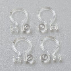 Ohrclips zum Aufstecken aus Kunststoff, für Nicht-Ohrlöcher, Transparent, 11x8.5x1.2 mm, Bohrung: 0.8 mm