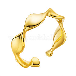 Shegrace regolabile 925 anelli in argento sterling polsino, anelli aperti, ritorto, oro, taglia 6 degli stati uniti, diametro interno: 17mm
