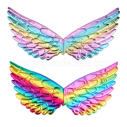 Arricraft 2 pcs ailes d'ange, ailes de plumes en relief en tissu coloré avec ailes d'ange élastiques costumes d'habillage créatifs réglables adaptés aux cadeaux d'anniversaire d'Halloween cadeaux de fête