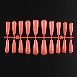 Einfarbiger Kunststoff nahtloser Zeh falscher Nagel, üben Maniküre Nagelkunstwerkzeug, orange rot, 26~32x6~13 mm, 20 Stück / Set.