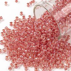 Toho perles de rocaille rondes, Perles de rocaille japonais, (779) couleur intérieure ab cristal / saumon doublé, 8/0, 3mm, Trou: 1mm, environ 222 pcs/10 g