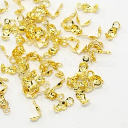 Iron Bead Tips, Calotte Ends, Clamshell Knot Cover, Iron End Caps, Open Clamshell, Nickel Free, Golden, 8x4mm, Hole: 1.5mm, Inner Diameter: 3mm