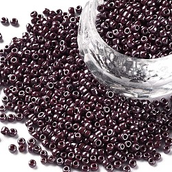 12/0 Glass Seed Beads, Opaque Colors Lustered, Round, Round Hole, Indian Red, 12/0, 2mm, Hole: 1mm, about 3333pcs/50g, 50g/bag, 18bags/2pounds