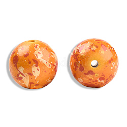 Spruzzare perle di resina dipinte, tondo, arancione scuro, 20x19mm, Foro: 2~2.4 mm