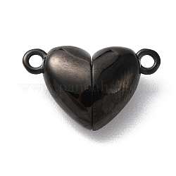 Revestimiento iónico (ip) 303 cierres magnéticos de acero inoxidable, corazón, gunmetal, 10.5x16x5mm, agujero: 1.5 mm