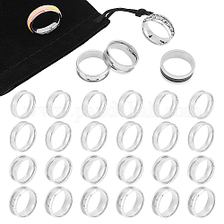 Unicraftale 24Pcs 4 Size 201 Stainless Steel Grooved Finger Ring Settings, Ring Core Blank, for Inlay Ring Jewelry Making, Stainless Steel Color, Inner Diameter: 19mm, Groove: 3.8~4.1mm, 6Pcs/size