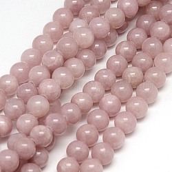 Chapelets de perles en jade jaune naturel, teinte, ronde, brun rosé, 4mm, Trou: 1mm, Environ 95 pcs/chapelet, 15.75 pouce