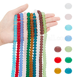 ARRICRAFT 10 Strands 10 Colors Frosted Transparent Glass Beads Strands, Faceted, Rondelle, Mixed Color, 10x8mm, about 65~66Pcs/strand, 1 Strand/color
