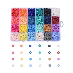 24 Farben umweltfreundliche handgemachte Polymer Clay Perlen, Disc / Flachrund, heishi Perlen, Mischfarbe, 6x1 mm, Bohrung: 2 mm, 24colors, über 190~200pcs / Farbe, 4560~4800 Stück / Karton