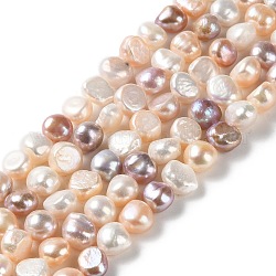 Natural Cultured Freshwater Pearl Beads Strands, Two Sides Polished, PeachPuff, 9~11x9~10.5x5.5~7.5mm, Hole: 0.7mm, about 38pcs/strand, 14.17''~14.29''(36~36.3cm)