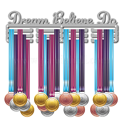 Fashion Iron Medal Hanger Holder Display Wall Rack, with Screws, Word Dream Believe Do, Platinum, 11.3x40cm