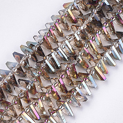Chapelets de perles en verre électroplaqué, facette, fan, colorées, 10x12.5x4mm, Trou: 1mm, Environ 90 pcs/chapelet, 19.2 pouce