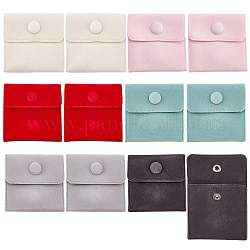 Nbeads 12 шт. 6 цвета квадратные бархатные сумки для ювелирных изделий, на кнопках, разноцветные, 7x7 см, 2 шт / цвет