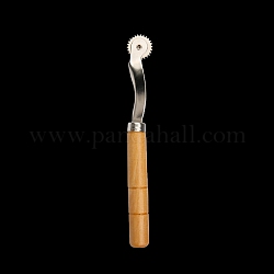Rueda de rastreo de acero, con mango de madera, herramienta rotativa perforadora dentada, burlywood, 143x20mm