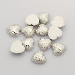 Drawbench Heart Acrylic Cabochons, Silver, 12x12x4.76~4.92mm