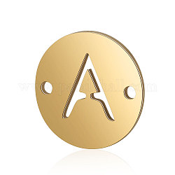 Соединители звеньев титановой стали, плоские круглые с буквы, золотые, letter.a, 12x0.8 мм, отверстие : 0.8 мм