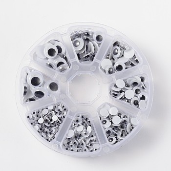 Плоские круглые черно & белый пластик покачиваться гугли глаза кабошоны DIY скрапбукинга ремесла игрушка аксессуары KY-X0006-B