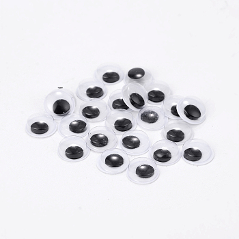 Cabochons à yeux écarquillés wiggle noir et blanc pour DIY de scrapbooking artisanat jouet d'accessoires KY-S002-9mm