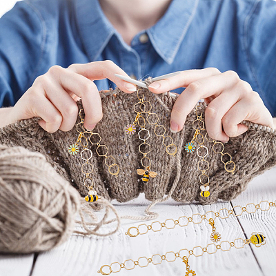 Латунные вязальные цепочки для счетчика рядов HJEW-BC00017-1