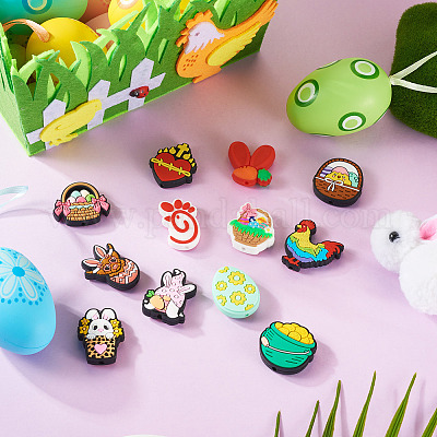 12 шт. 12 стиля пасхальных силиконовых бусин SIL-TA0002-56-1