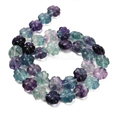 Нити резных бусин из натурального флюорита G-L634-J04-A01-1