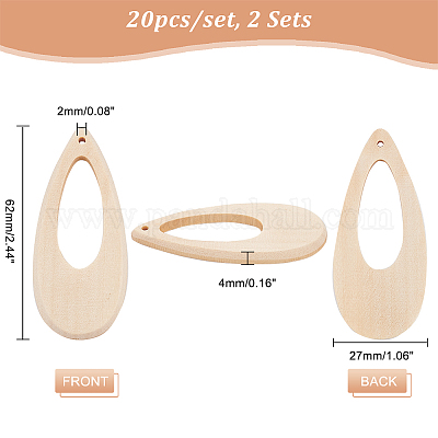 1 Bag Teardrop Hollow Wood Big Pendants DIY Wooden Dangle Earring Making  Kits