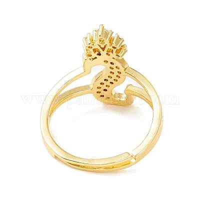 Прозрачная буквица из кубического циркония с регулируемым кольцом в виде короны RJEW-M139-17S-1