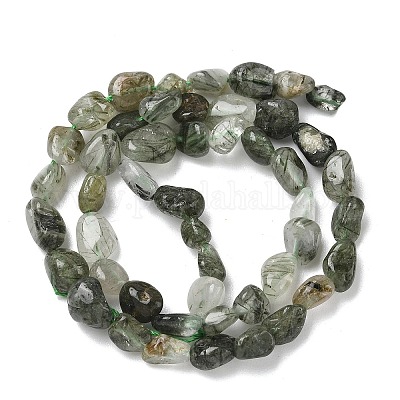 Нити бусин из натурального зеленого рутилированного кварца G-O-186-B-12A-1