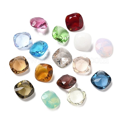 Cabochons en verre avec strass de dos avec point&nbsp;GLAA-B012-34B-1