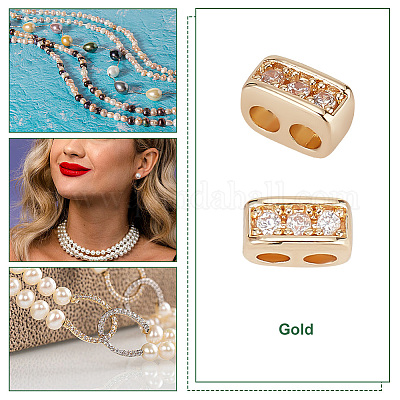 12 шт. латунные подвески-коннекторы с прозрачным кубическим цирконием KK-GO0001-32-1