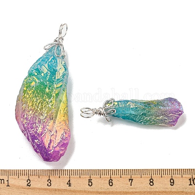 Гальванические большие подвески из необработанного натурального кварца с кристаллами G-A229-02P-01-1