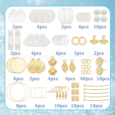 Наборы для самостоятельного изготовления подвесных сережек из ракушек и сплавов DIY-SC0026-53-1