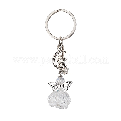 Брелок из стекла и сплава в тибетском стиле KEYC-MZ00037-10-1