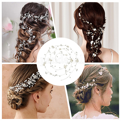 Ободки для невесты из искусственного жемчуга с полиэстером и смолой OHAR-WH20010-07S-1