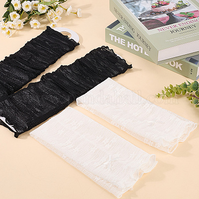 2 пара двухцветных нейлоновых кружевных рукавов AJEW-CY0001-27-1