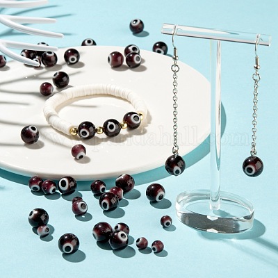 3 нить 3 стилей ручной работы сглаз лэмпворк круглые бусы LAMP-LS0001-12C-1