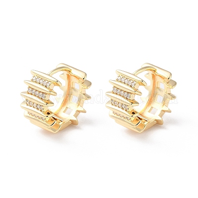 Латунные микро проложить серьги обруча кубического циркония EJEW-P259-21G-1