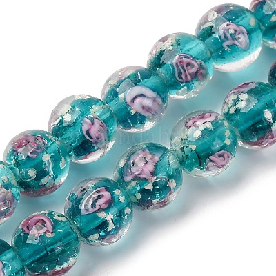 Светящиеся бусины ручной работы из искусственного песка в технике лэмпворк LAMP-B028-03P-10mm-1