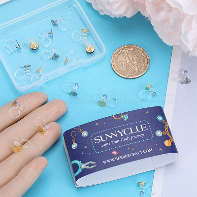 20 шт. 2 стиля фурнитуры для сережек-клипс из нержавеющей стали 304 и пластика STAS-SC0006-82-1