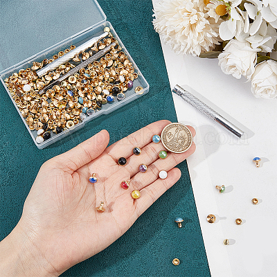 100 шт. 10-х цветные круглые латунные полутрубчатые заклепки DIY-NB0010-30-1