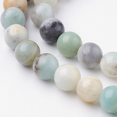 Бусы из амазонита из натуральных цветов G-G735-61-8mm-1