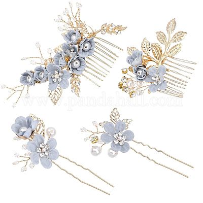 Набор расчесок и вилок для волос со стразами для новобрачных&nbsp;PHAR-WH0015-06G-1
